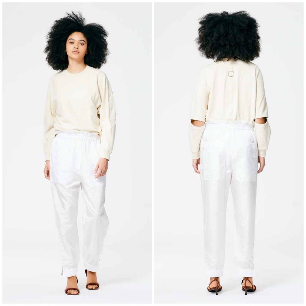 Tibi Crispy Nylon Paper Bag Felix Jogger White Sz M EUC